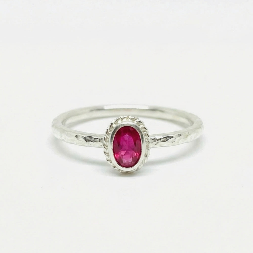 Red topaz ring handcrafted by Sultan Yılmaz in Bodrum - 925 sterling silver Turkish women's jewelry