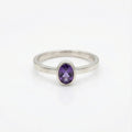 Handmade amethyst stack ring by Sultan, 925 sterling silver with ancient inspired design, symbol of serenity and inner peace
