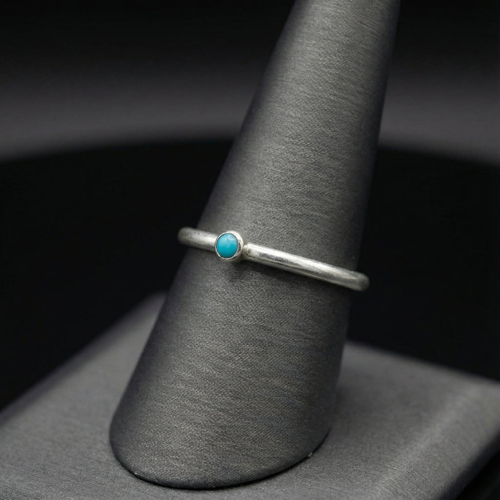 Designer turquoise dainty ring - handmade Turkish statement jewelry with blue gemstone by Sultan