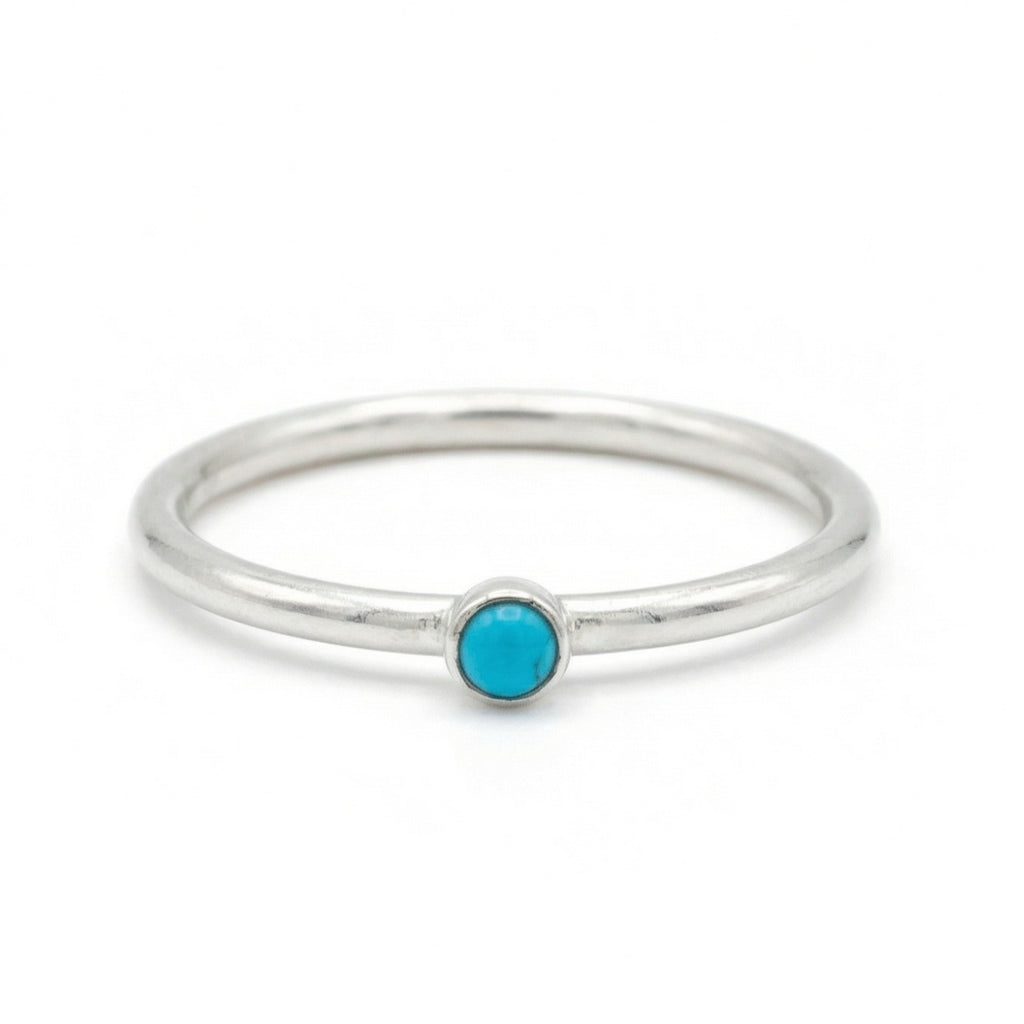 Turquoise dainty ring handcrafted by Sultan Yılmaz in Bodrum - 925 sterling silver Turkish women's jewelry