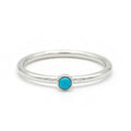 Turquoise dainty ring handcrafted by Sultan Yılmaz in Bodrum - 925 sterling silver Turkish women's jewelry