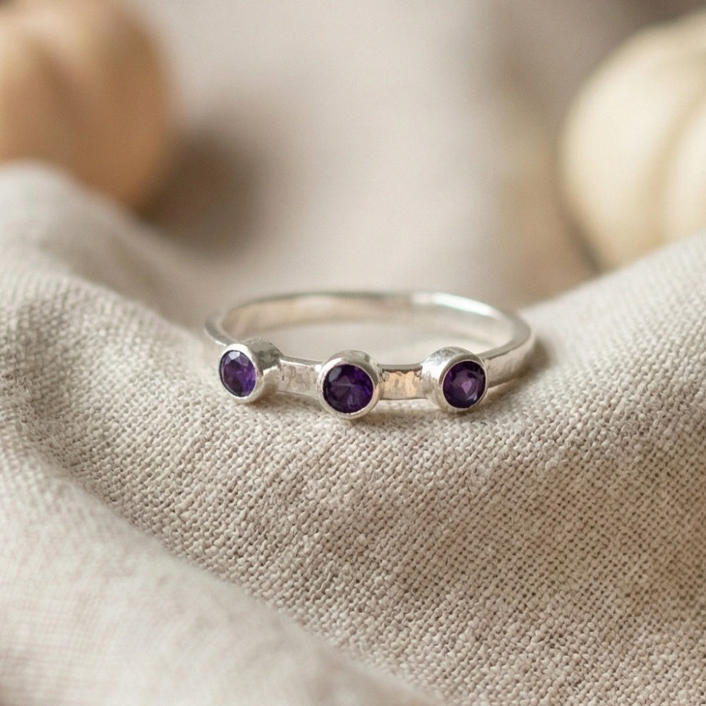 925 sterling silver amethyst ring - symbol of wisdom women's jewelry by designer Sultan