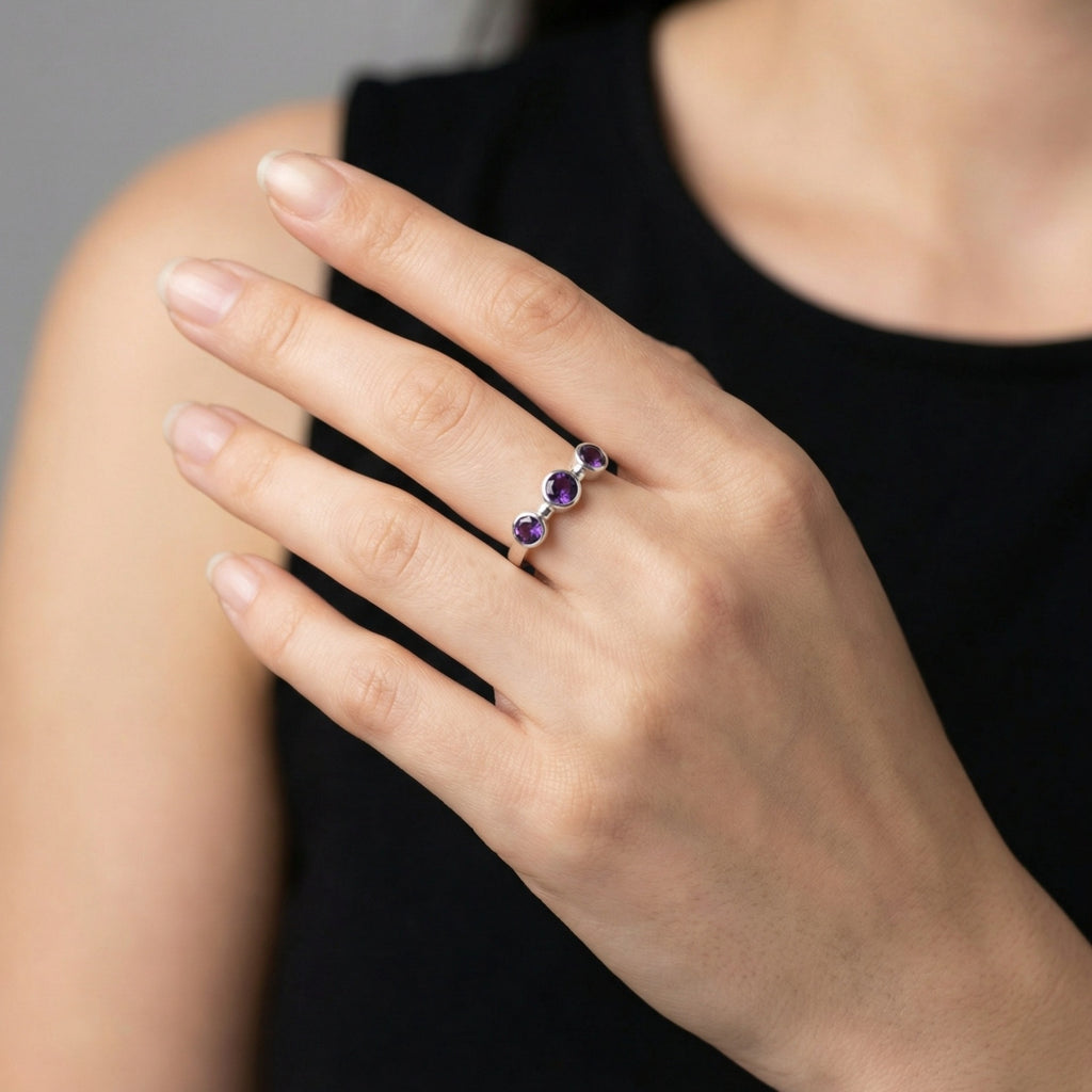 Turkish artisan amethyst ring - authentic handmade craftsmanship from Bodrum atelier