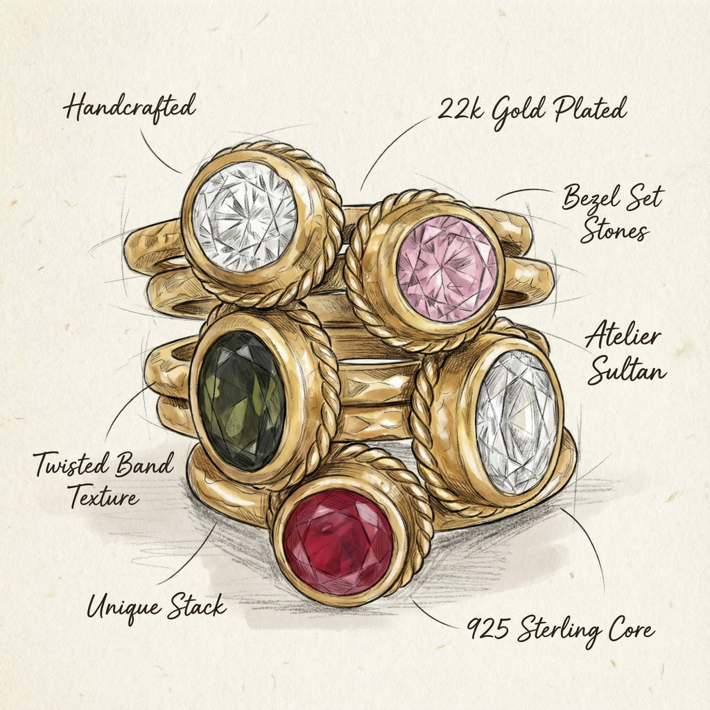 Ancient Roman inspired peridot stack ring with gold finish, handcrafted women's jewelry symbolizing balance, perfect meaningful gift
