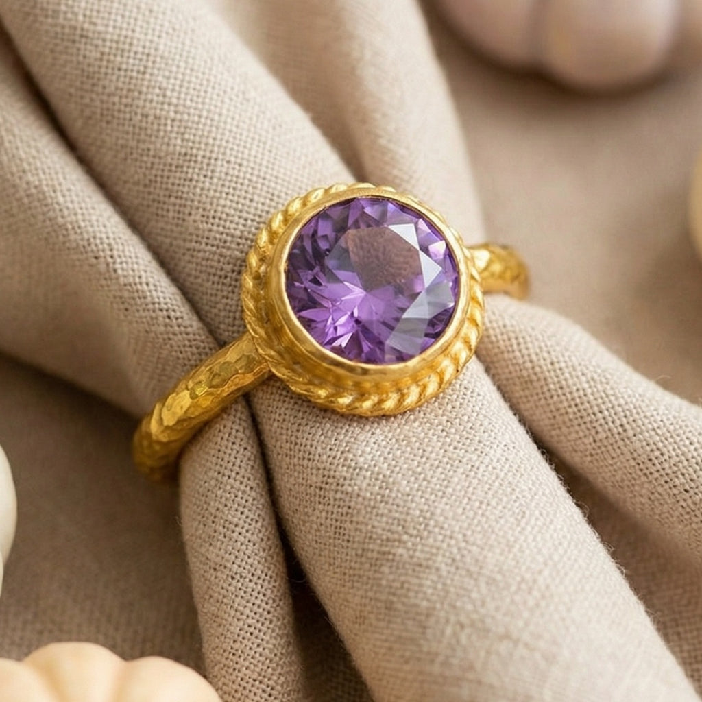 Turkish silver amethyst peace ring 925 sterling handmade Sultan Bodrum