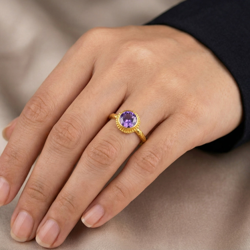 Handmade amethyst ring artisan jewelry designer Sultan Turkey