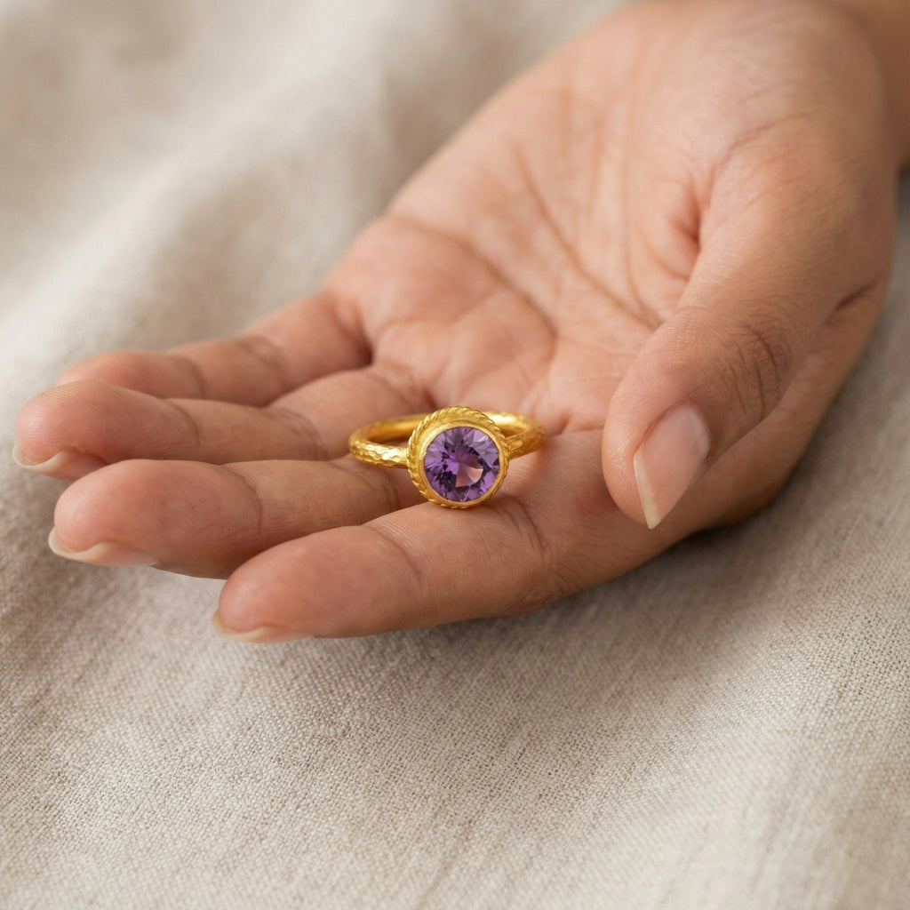 Turkish artisan amethyst ring handmade designer jewelry Sultan