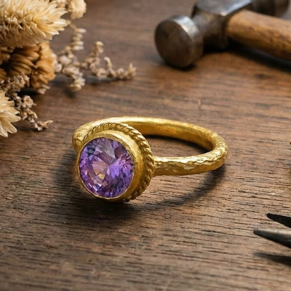 Turkish artisan amethyst ring handmade designer jewelry Sultan