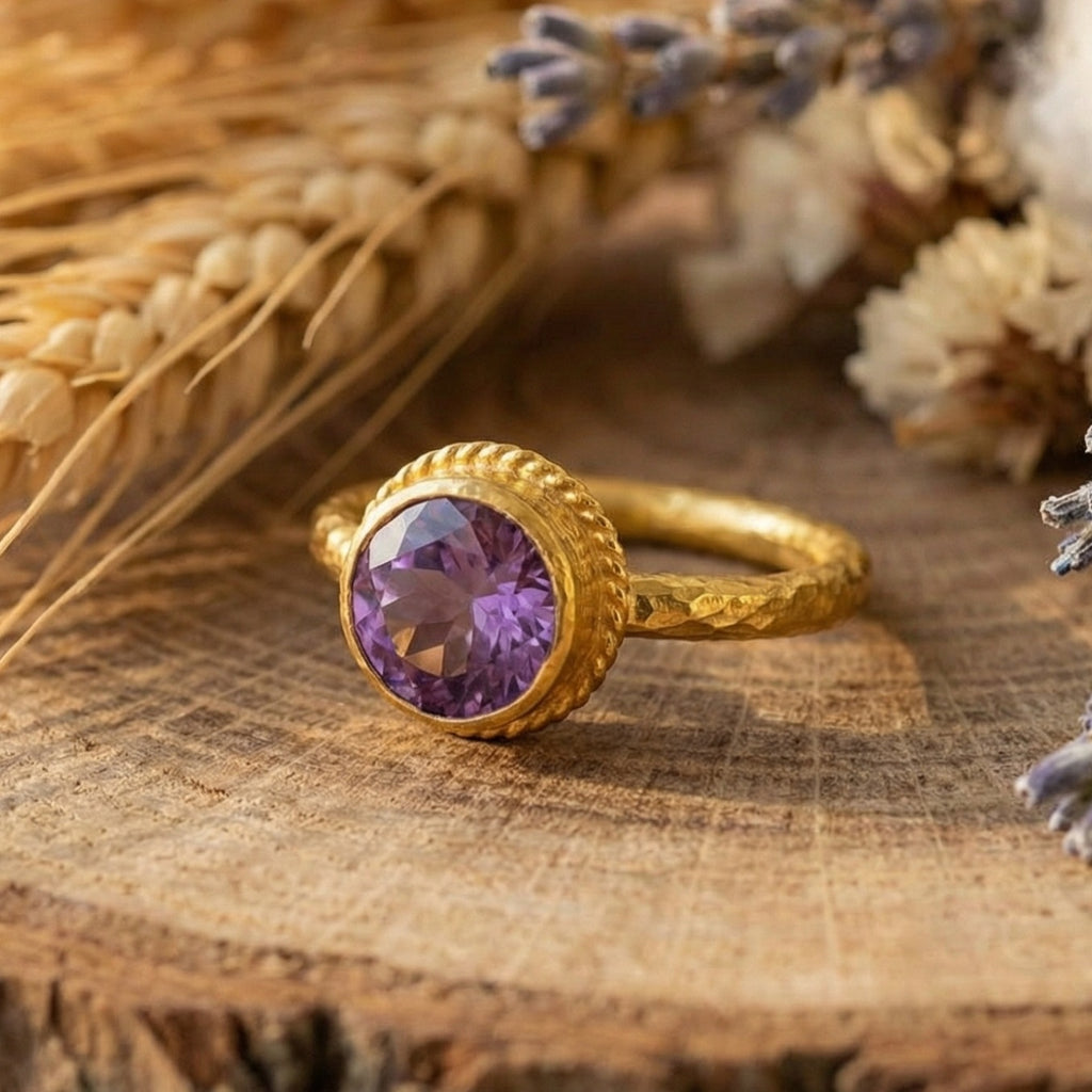 Designer amethyst gemstone ring 925 silver Sultan Bodrum handmade