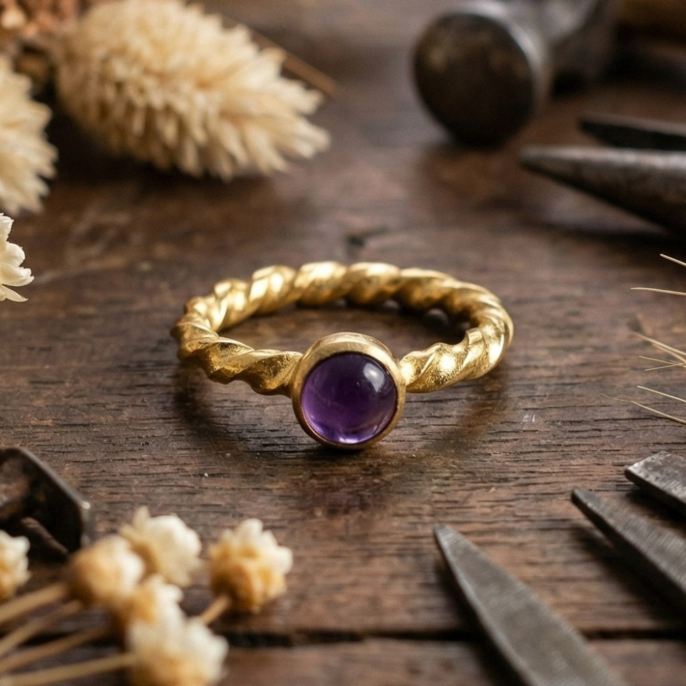 925 sterling silver amethyst ring - symbol of tranquility women's jewelry by designer Sultan