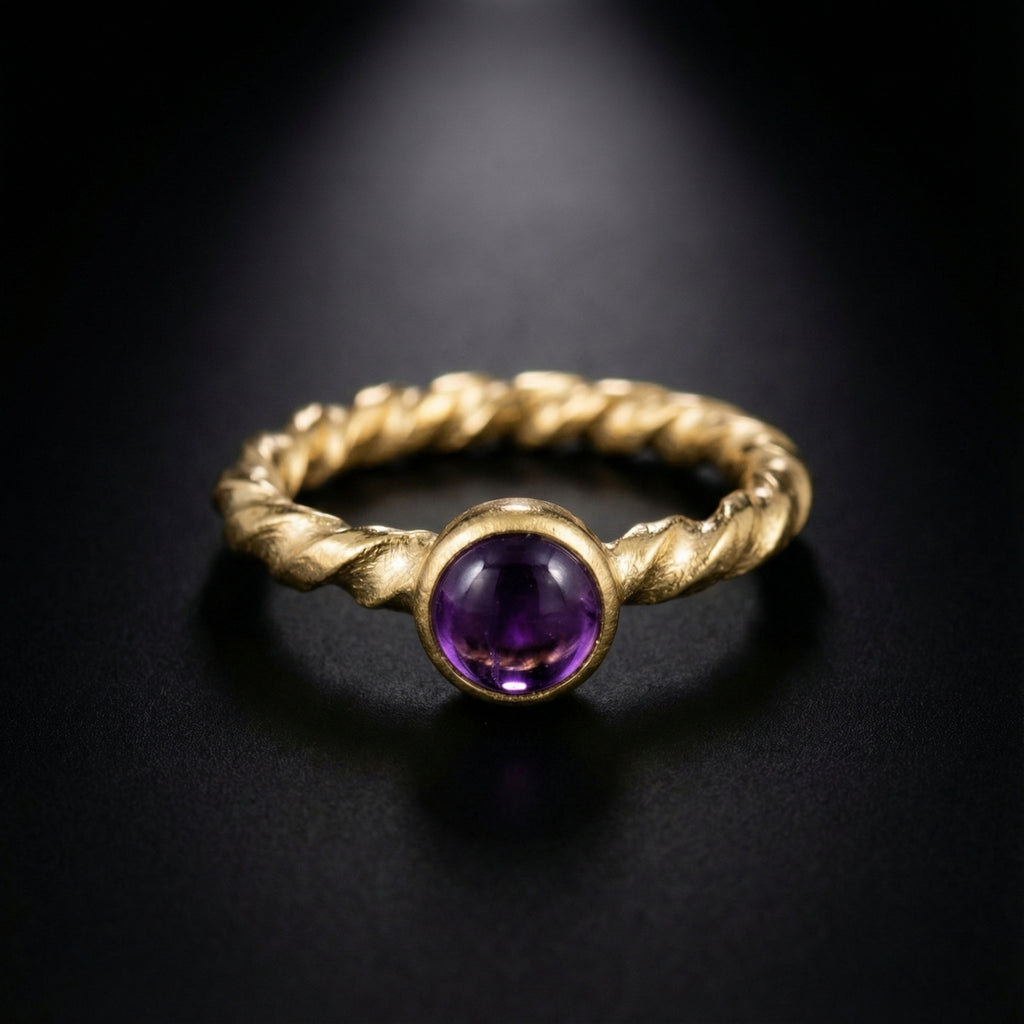 Authentic Turkish amethyst ring craftsmanship - handmade artisan jewelry from Bodrum atelier by Sultan