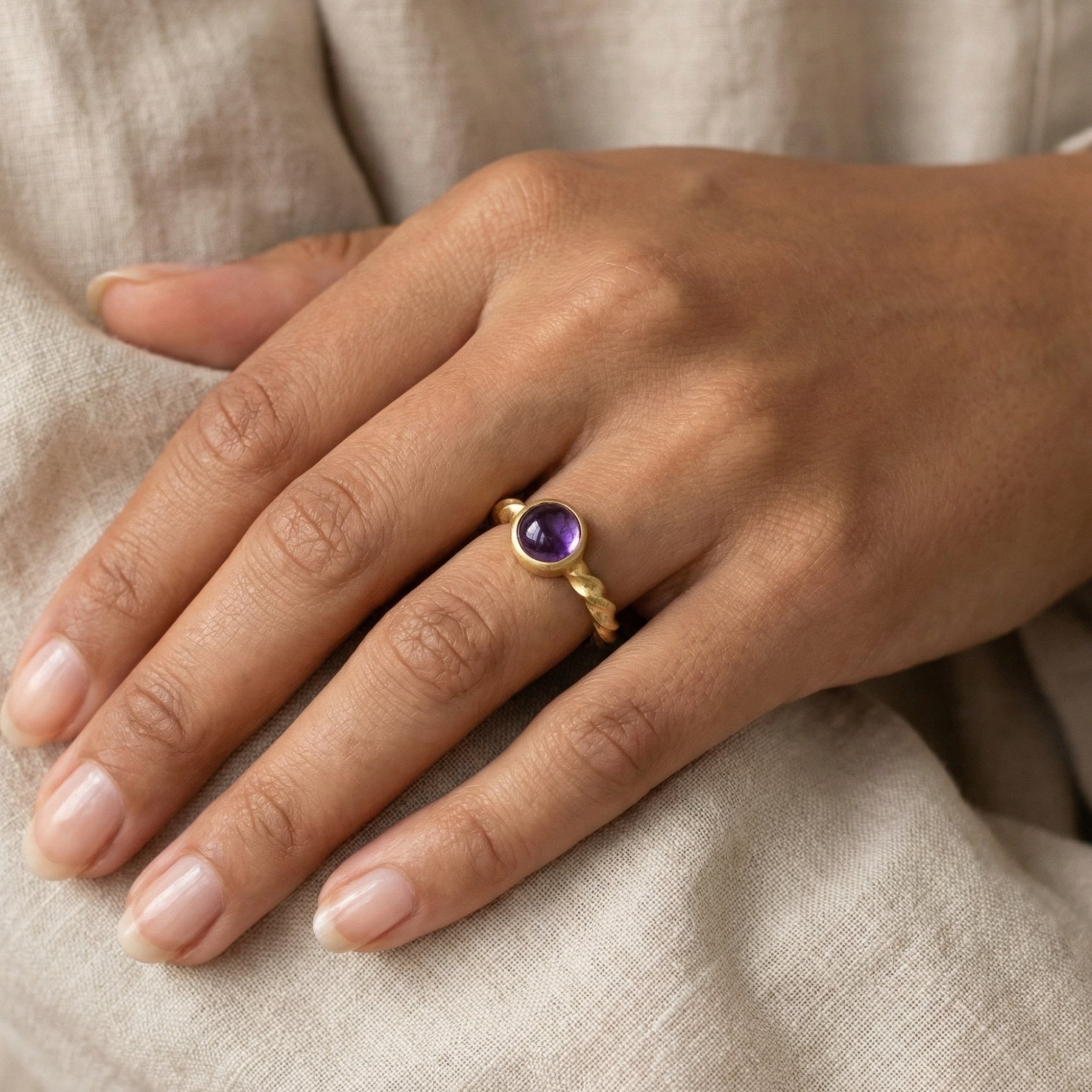 Limited edition amethyst ring - fine Turkish jewelry crafted in Bodrum workshop by designer Sultan
