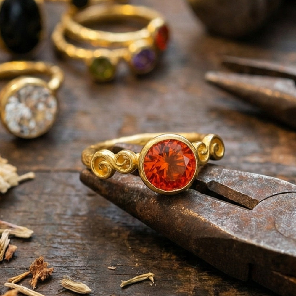 925 sterling silver orange topaz ring - symbol of abundance women's jewelry by designer Sultan