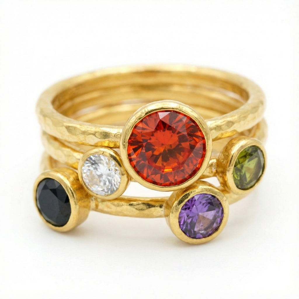 Orange topaz gemstone solitaire ring - Turkish artisan jewelry handmade in Bodrum atelier by Sultan Yılmaz