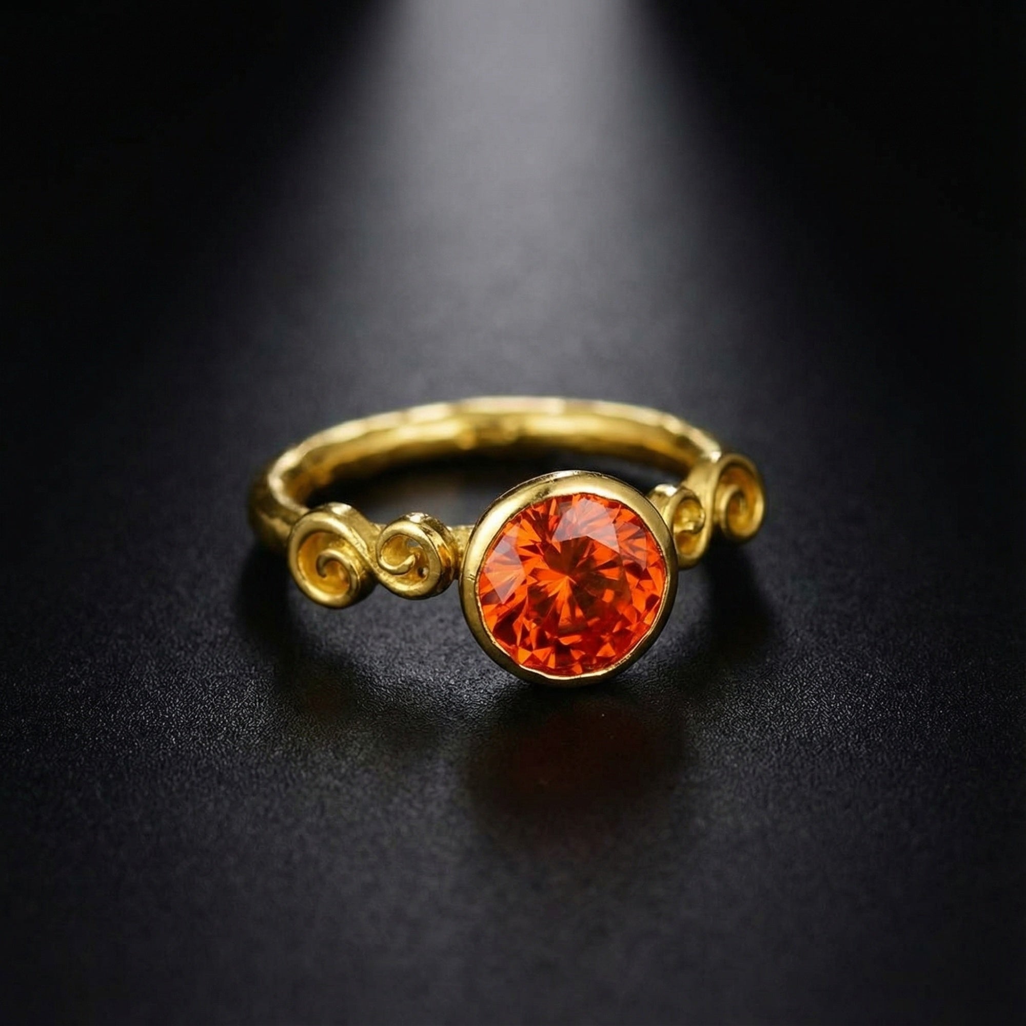 Ancient inspired orange topaz ring - handmade artisan jewelry from Bodrum by designer Sultan