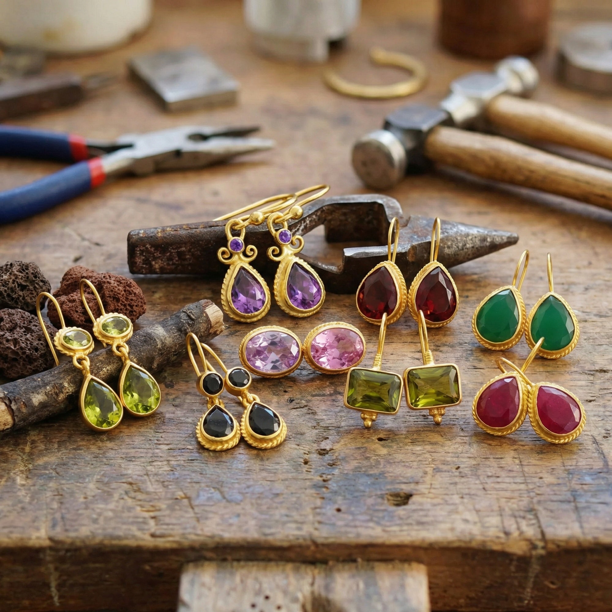 peridot-ruby-jade-earrings colection by sultan turkish jewelry