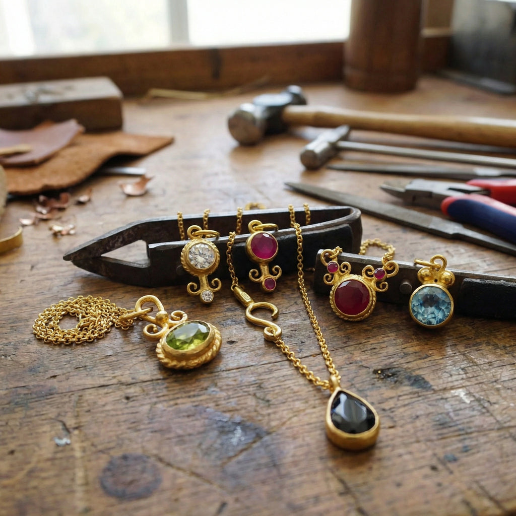 onyx-blu topaz-peridot gold necklace collection by sultan bodrum 925 silver 