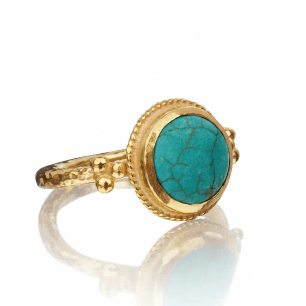 Turkish 925 silver Gold Turquoise ring Artisan Jewelry Handmade By Sultan Bodrum