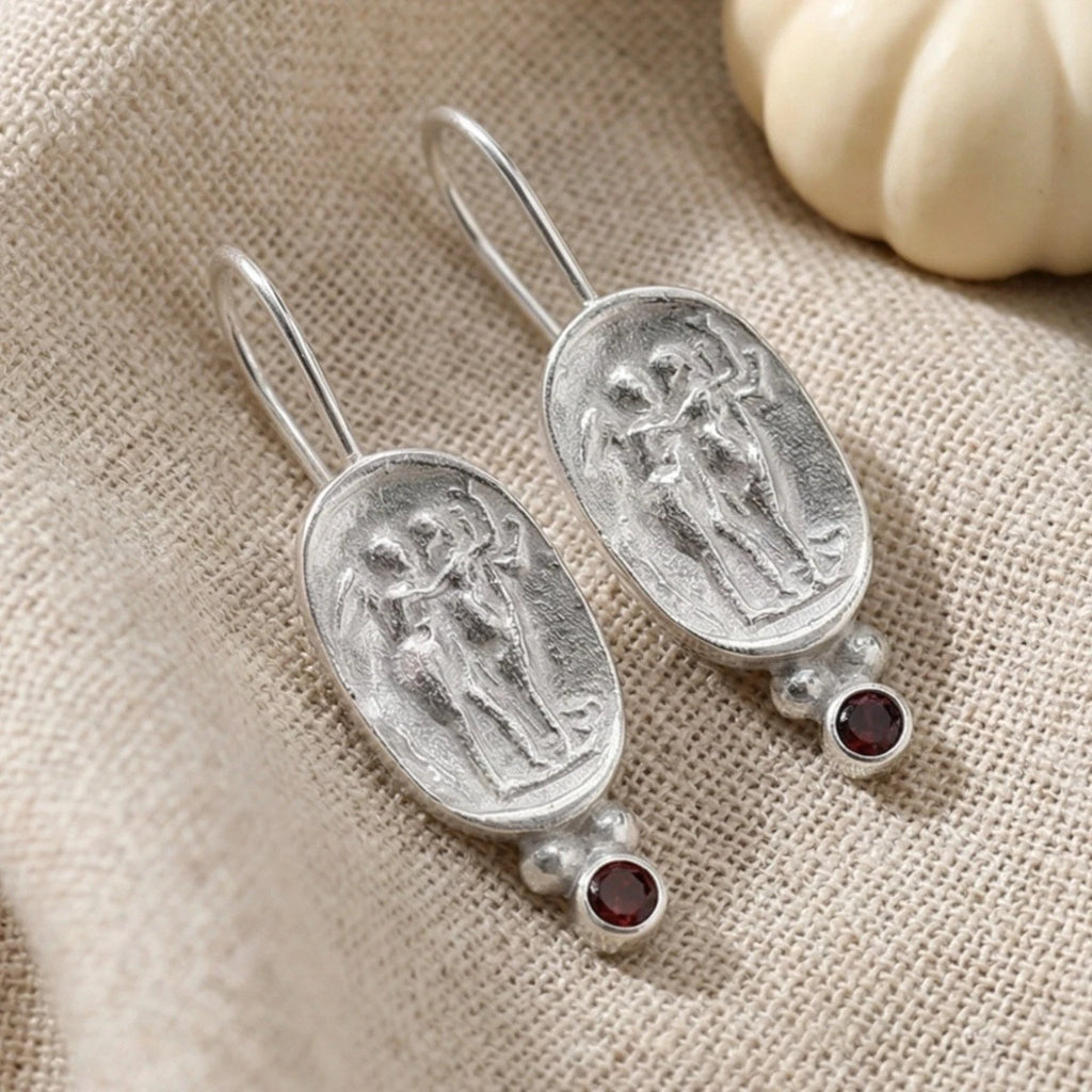  Roman coin drop earrings in 925 silver, handcrafted Turkish jewelry inspired by ancient civilizations, perfect gift