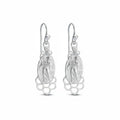 white topaz coin dangle earrings in 925 sterling silver handcrafted by Turkish designer Sultan in Bodrum