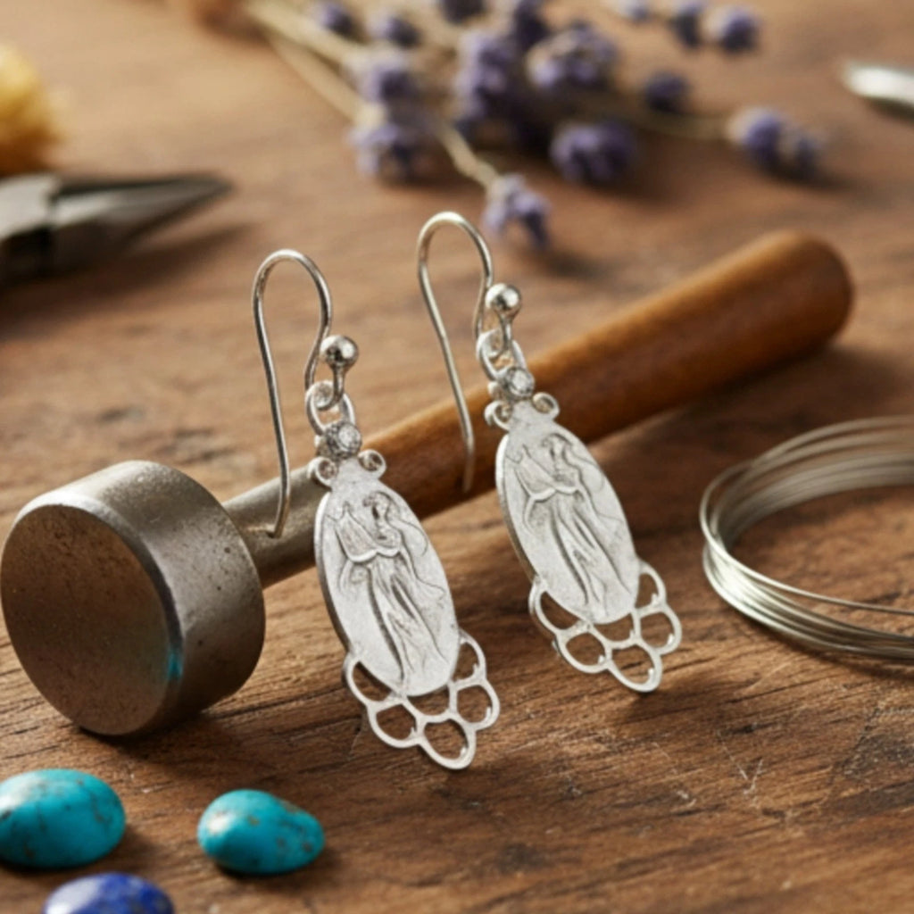 Elegant white topaz coin dangle earrings, perfect gift for her, handcrafted in Bodrum atelier with ancient symbolism