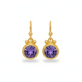 Amethyst dainty earrings handcrafted by designer Sultan in Bodrum atelier, 925 sterling silver Turkish jewelry symbolizing serenity and peace
