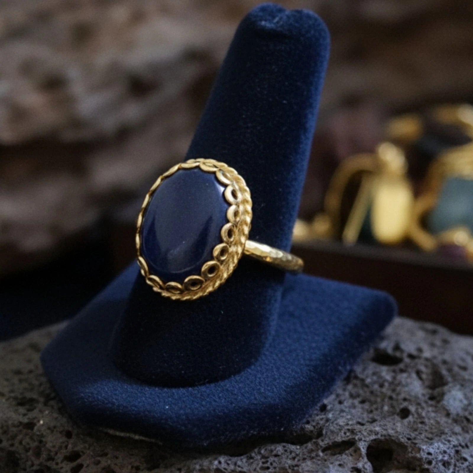 Turkish Lapis Lazuli ring by designer Sultan Bodrum, 925 silver handmade artisan jewelry gift with dainty style