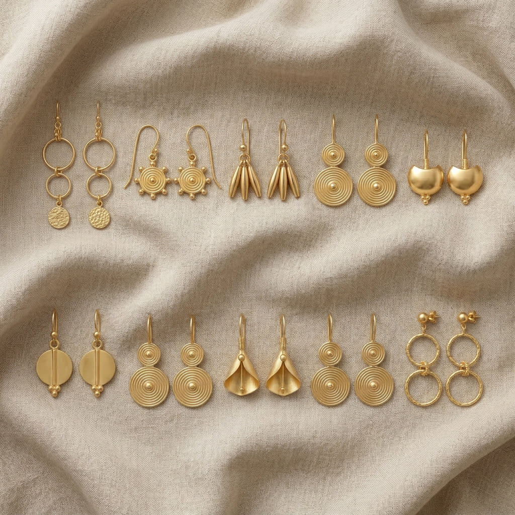 ancient roman art Turkish gold earrings collection by sultan bodrum no stone yellow gold plain jewelry