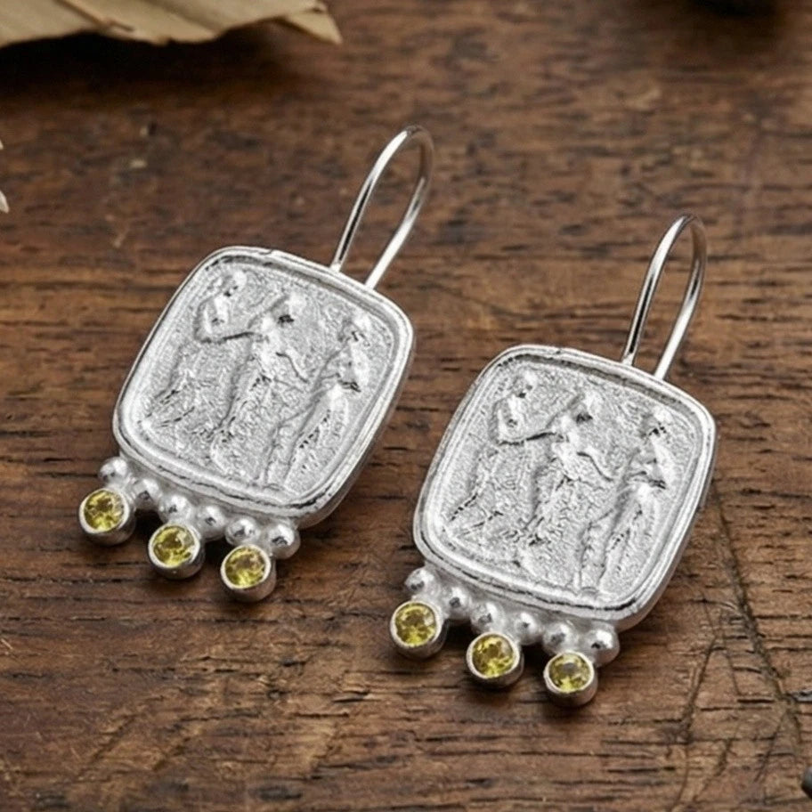 Unique Turkish peridot Roman coin earrings by AtelierSultan
