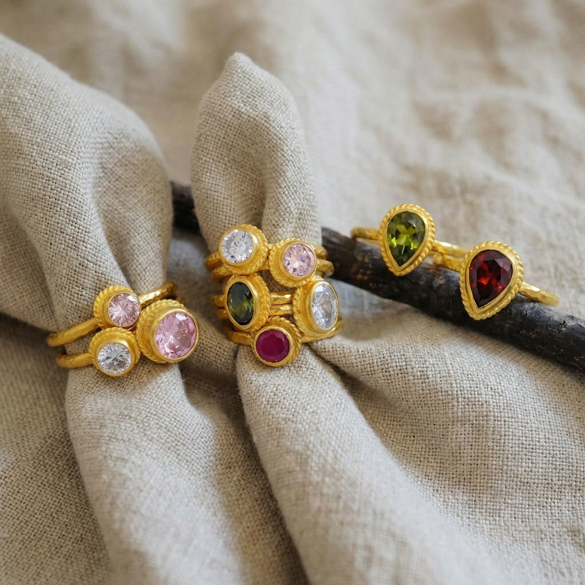 turkish gemstone stacable gold ring collection by atelier sultan bodrum 925 silver