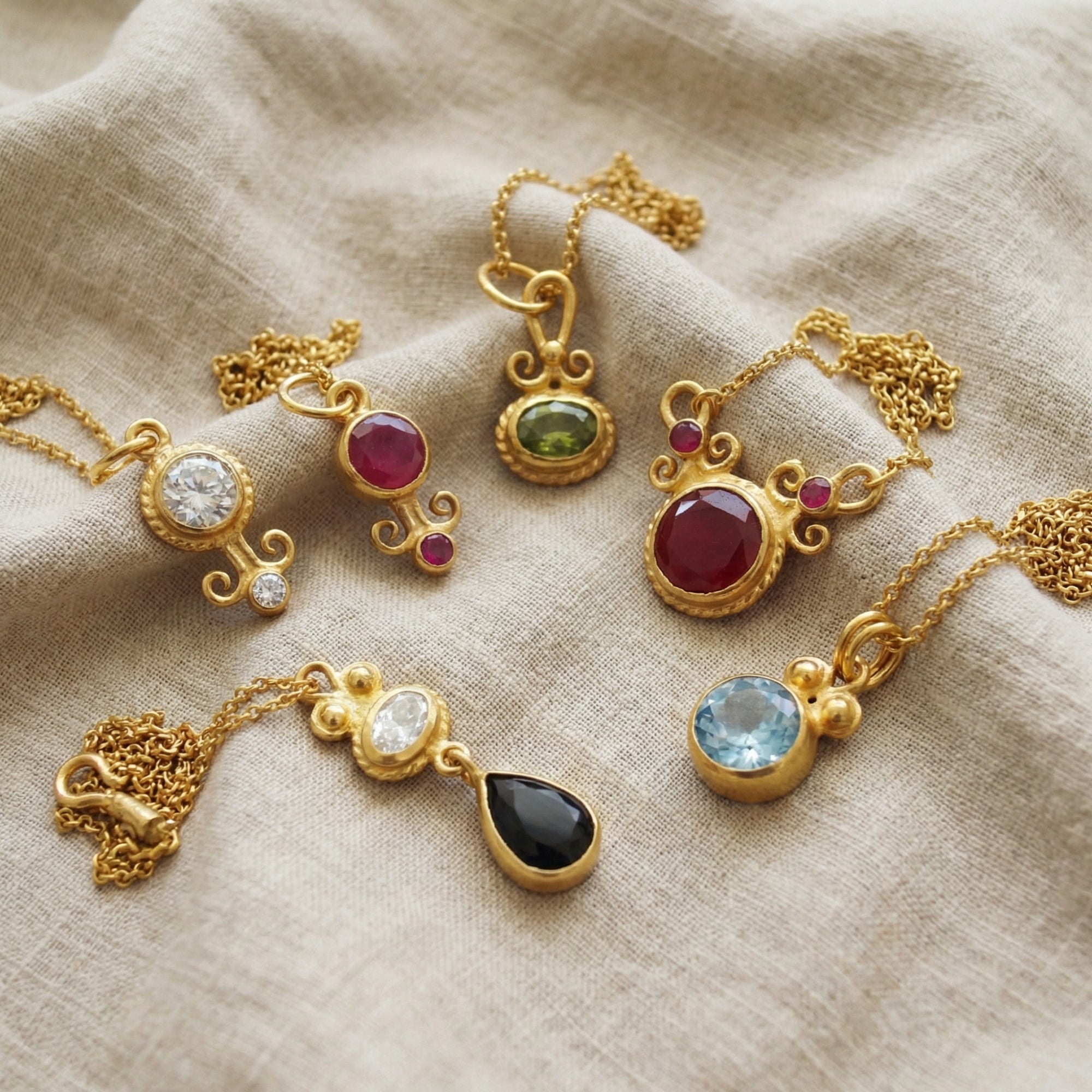 atelier sultan colered gemstone necklace  collection turkish jewelry bodrum