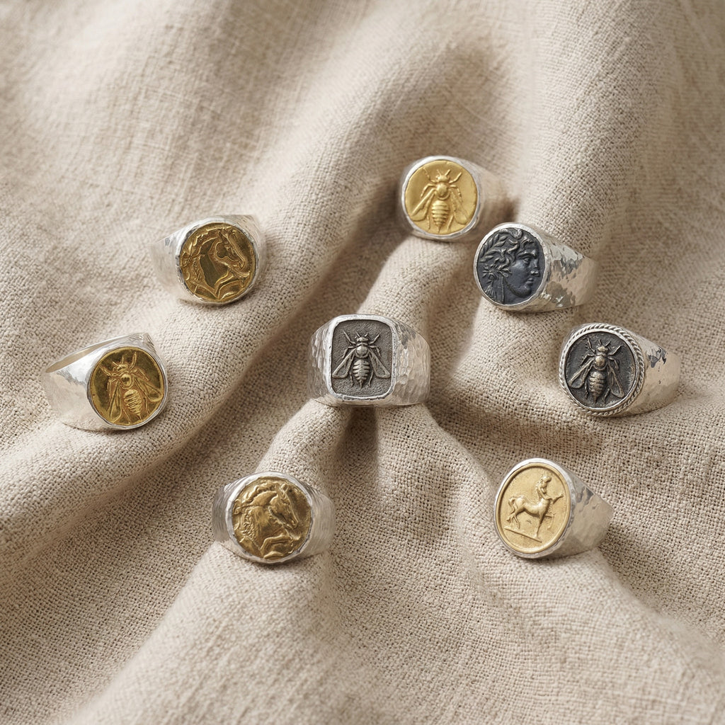 turkish signet rings by sultan bodrum handmade men jewelry with bee
