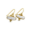 Freeform Pearl dangle earrings handcrafted by designer Sultan in Bodrum atelier, 925 sterling silver Turkish jewelry symbolizing purity and wisdom
