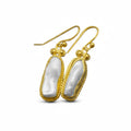 Freeform Pearl earrings handcrafted by designer Sultan in Bodrum atelier, 925 sterling silver Turkish jewelry symbolizing purity and natural beauty
