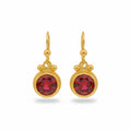 Garnet dangle earrings handcrafted by designer Sultan in Bodrum atelier, 925 sterling silver Turkish jewelry symbolizing passion and strength
