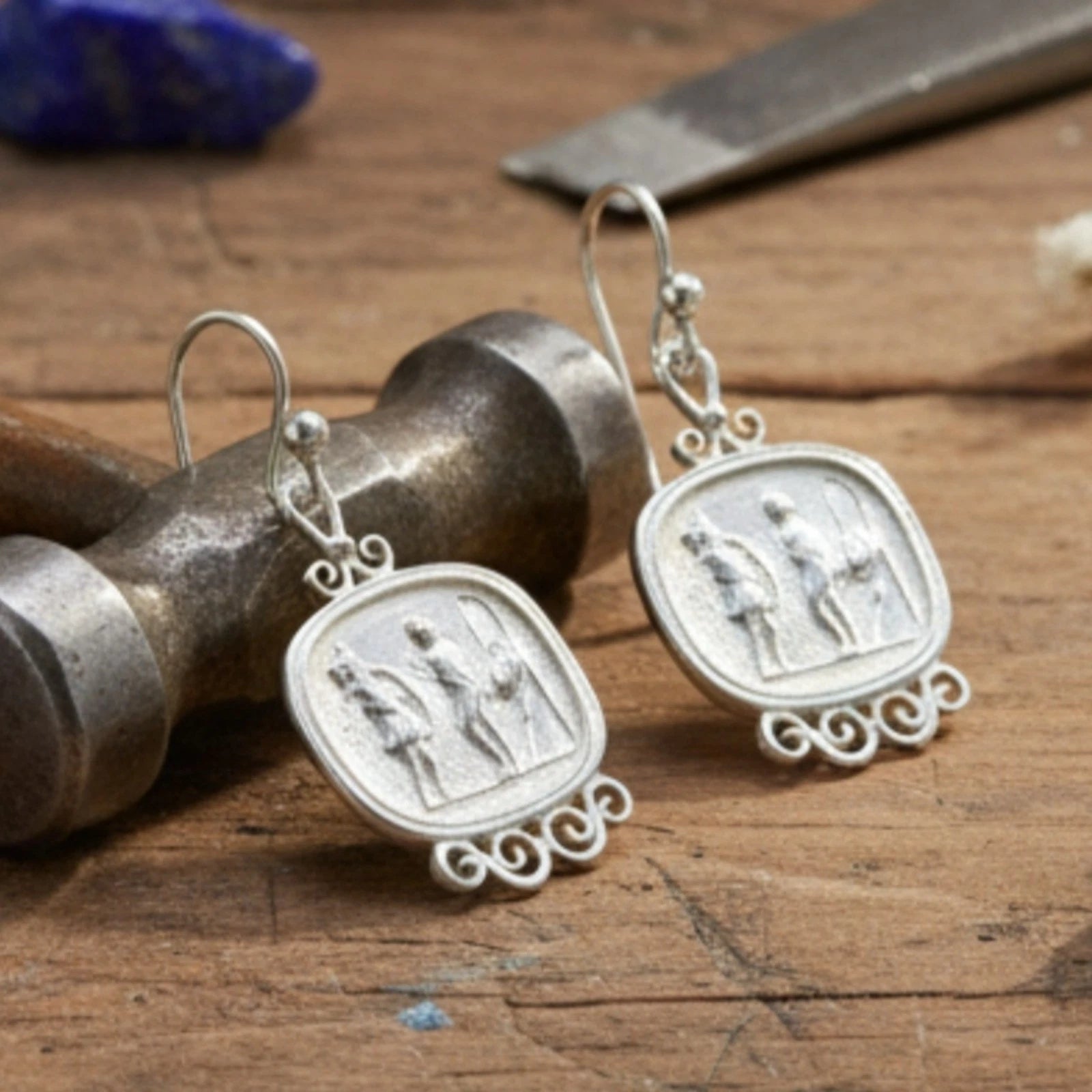 925 silver Ancient Coin earrings featuring historical Roman design by artisan Sultan, Bodrum Turkish jewelry with timeless elegance


