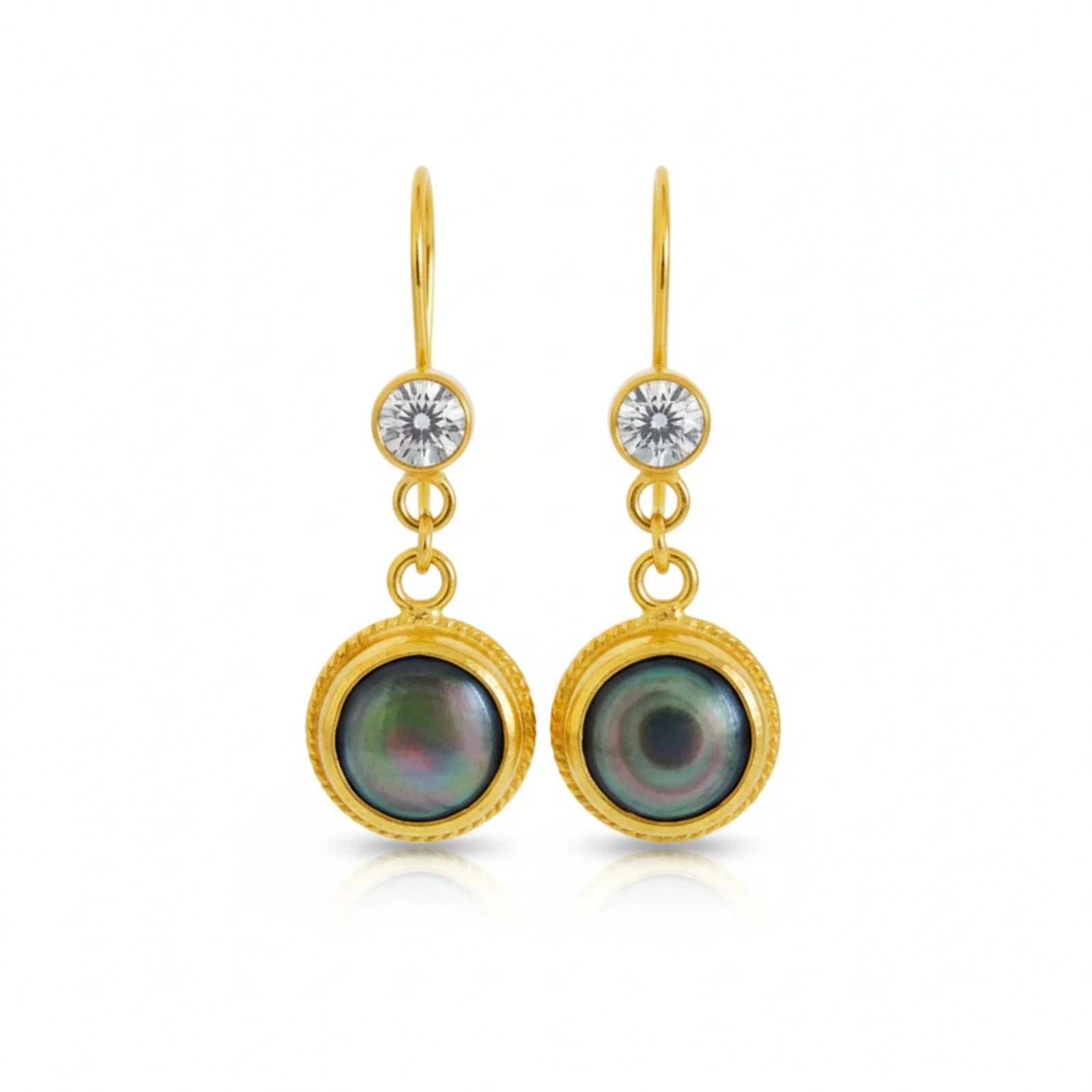Designer Mother of Pearl earrings from AtelierSultan Bodrum, handcrafted Turkish artisan jewelry with 925 sterling silver and ancient art inspiration
