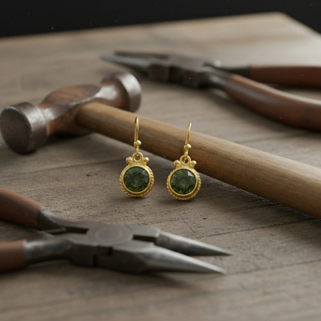 Designer Peridot earrings from AtelierSultan Bodrum, handcrafted Turkish artisan jewelry with 925 sterling silver and Roman heritage

