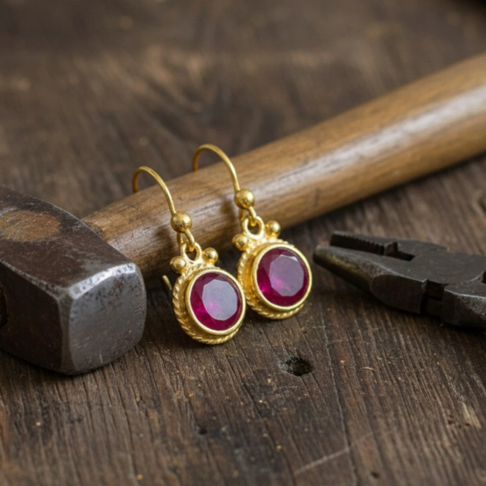 Designer Red Topaz earrings from AtelierSultan Bodrum, handcrafted Turkish artisan jewelry with 925 sterling silver and Roman heritage
