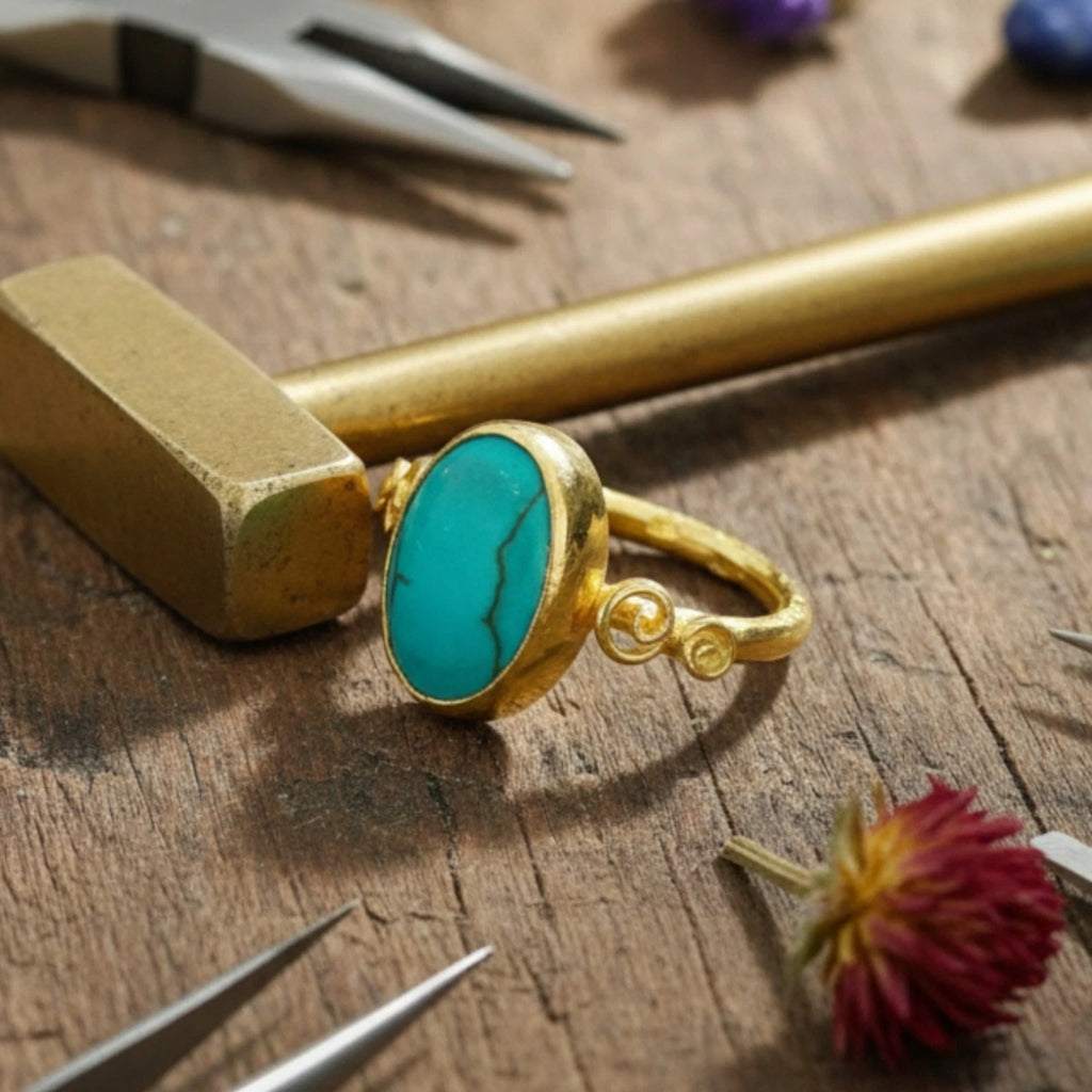 Designer Turquoise ring from AtelierSultan Bodrum, handcrafted Turkish artisan jewelry with 925 sterling silver