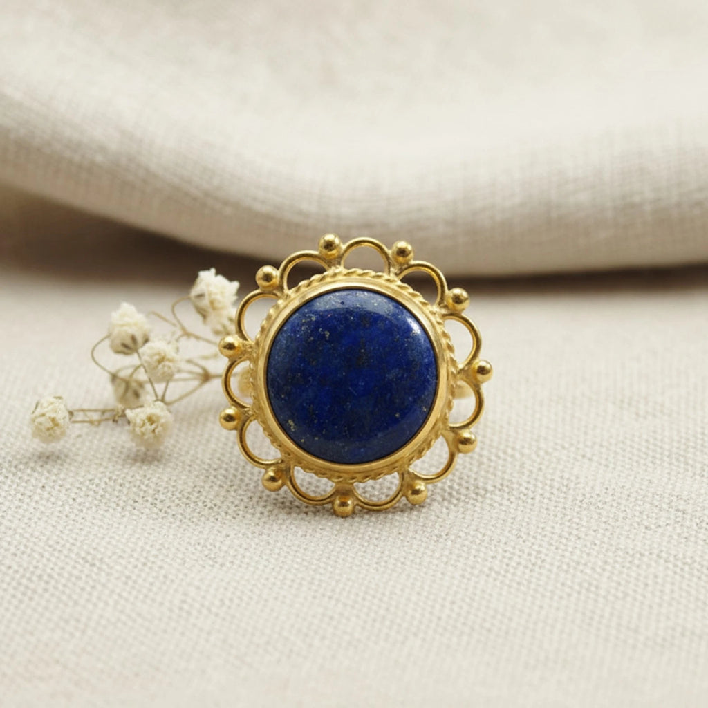 Sultan Designer blue lapis ring from AtelierSultan Bodrum, handcrafted Turkish artisan jewelry with 925 sterling silver
