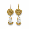 Horse Coin and Pearl earrings handcrafted by designer Sultan in Bodrum atelier, 925 sterling silver Turkish jewelry symbolizing freedom and purity
