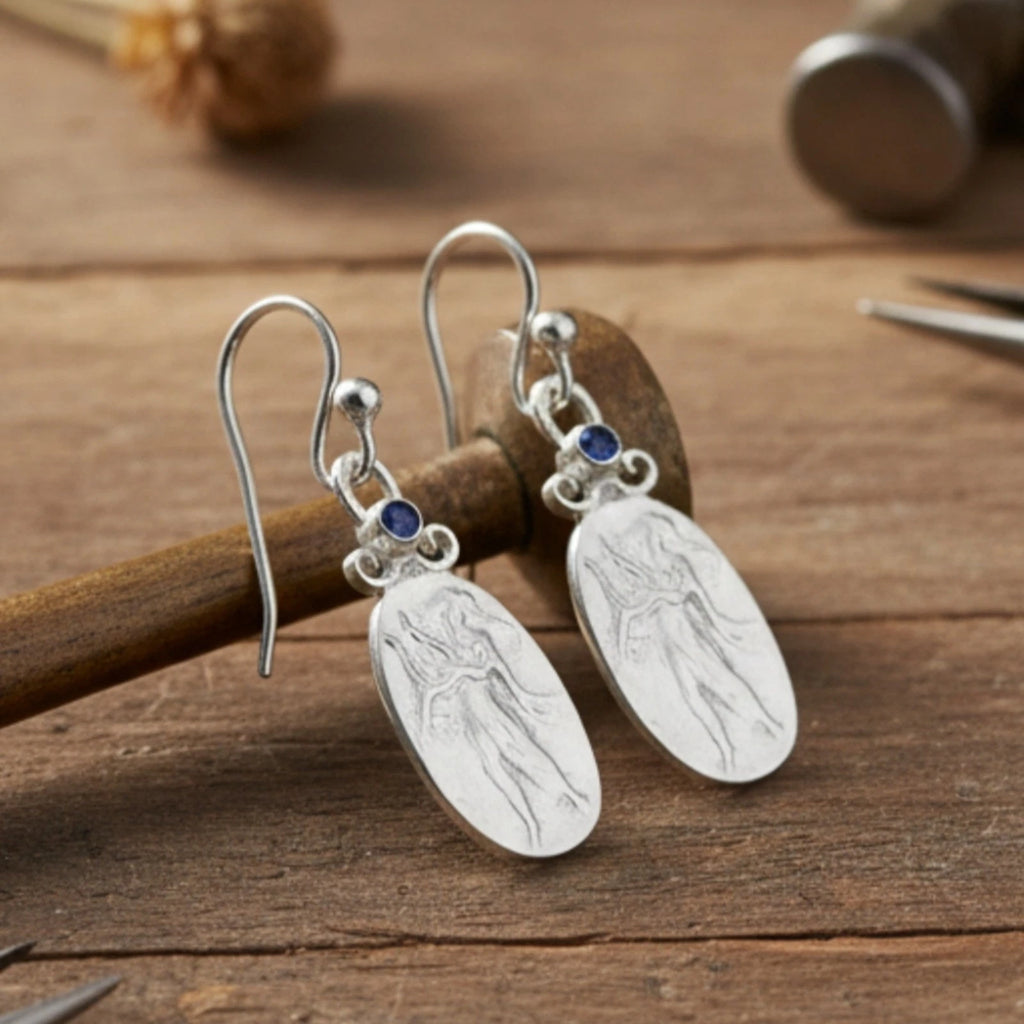 Sultan Roman lyre coin dangle earrings, statement jewelry for women

