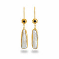 Onyx Pearl dangle earrings handcrafted by designer Sultan in Bodrum atelier, 925 sterling silver Turkish jewelry
