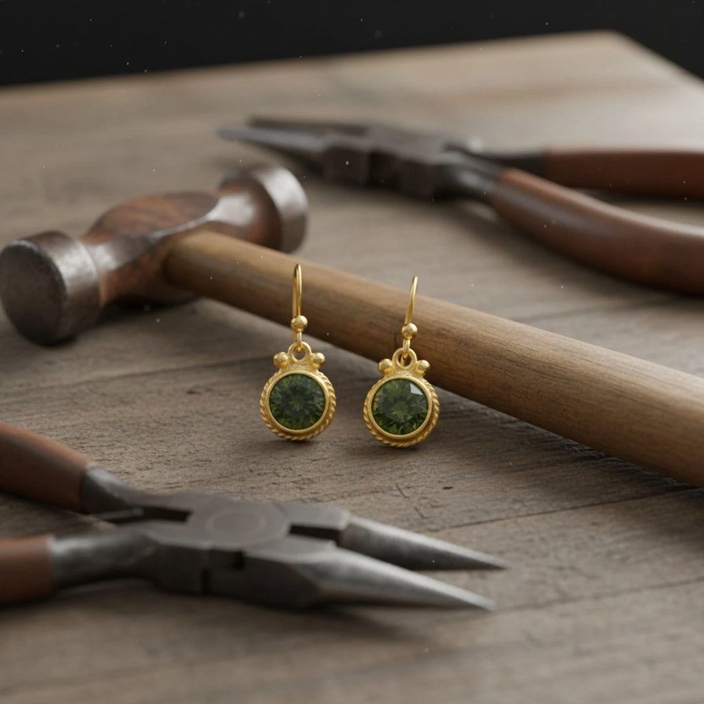 Turkish Peridot earrings by designer Sultan Bodrum, 925 silver handmade artisan jewelry gift with prosperity and renewal symbols

