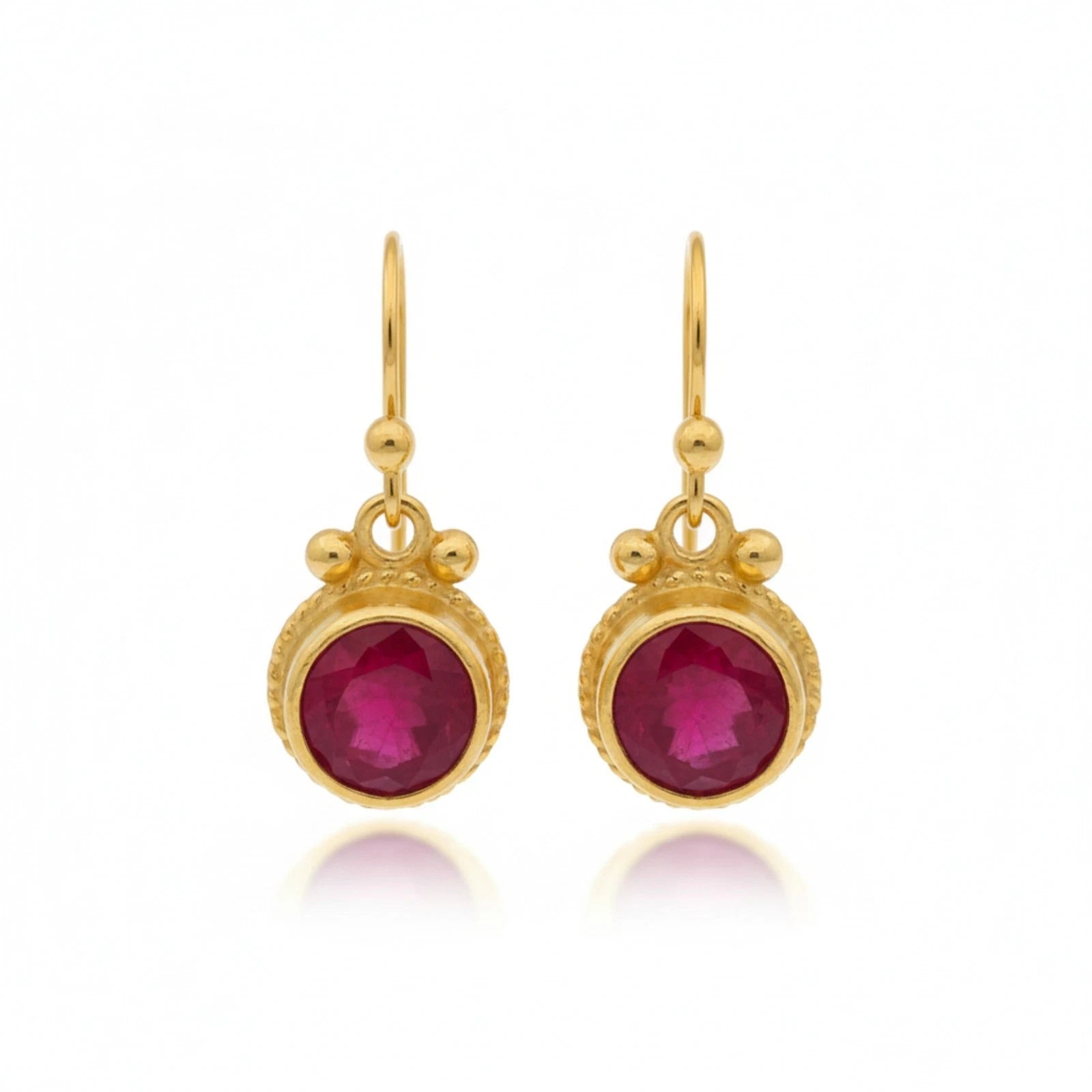 Red Topaz earrings handcrafted by designer Sultan in Bodrum atelier, 925 sterling silver Turkish jewelry symbolizing vitality and energy

