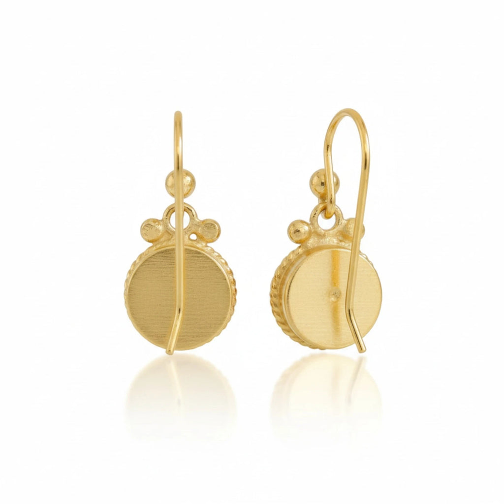 Turkish Red Topaz gold-plated earrings by designer Sultan Bodrum, 925 silver handmade artisan jewelry with Mediterranean warmth