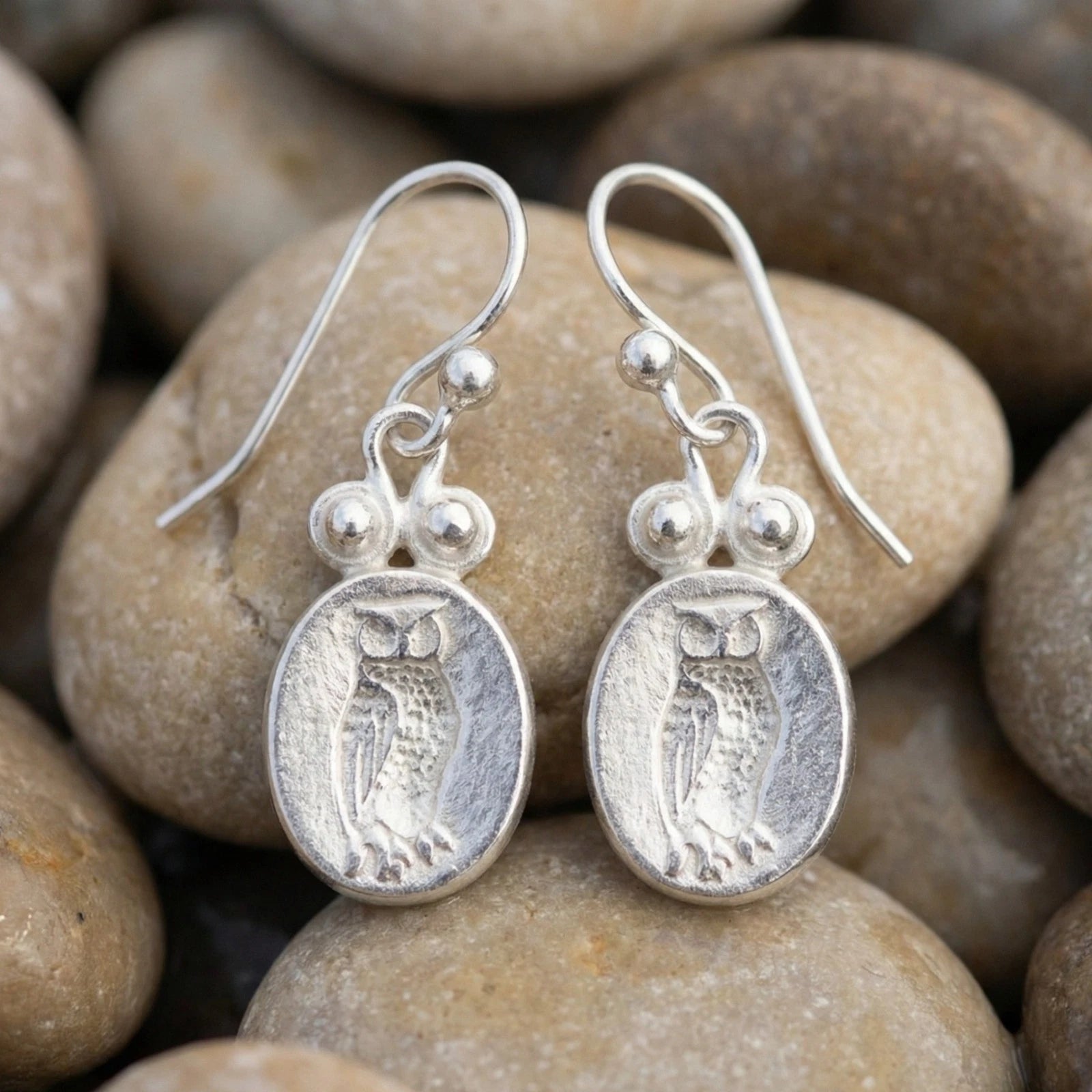 925 silver owl wisdom earrings handcrafted in Bodrum atelier
