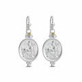 Handmade Centaur coin earrings with yellow topaz in 925 silver by Sultan
