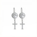 Handmade horse coin cross earrings in 925 silver by Sultan
